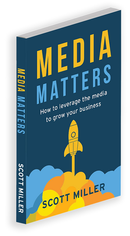 Three-dimensional render of the printed Media Matters paperback standing upright.